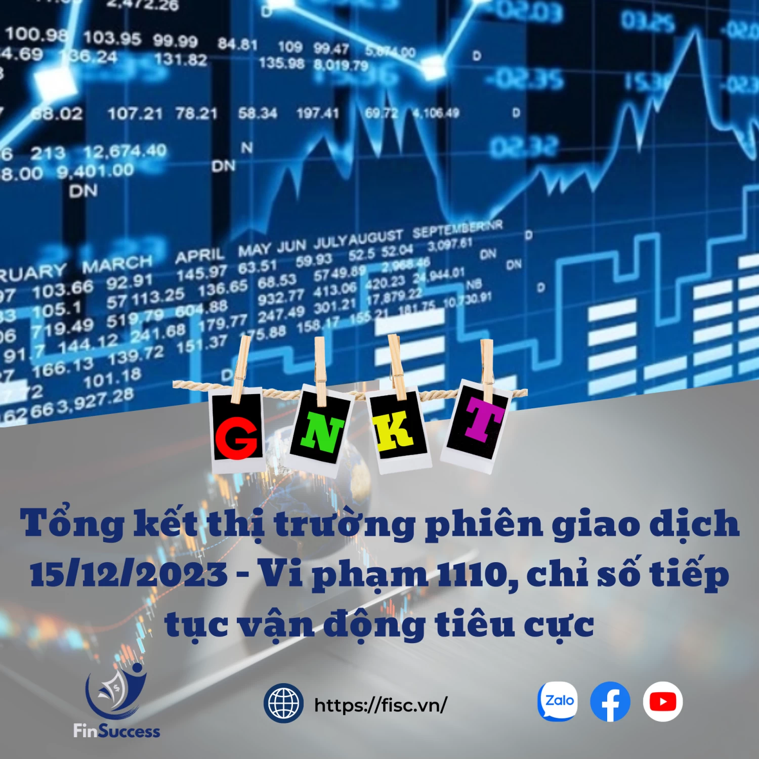 Tổng kết thị trường phiên giao dịch 15/12/2023 - Vi phạm 1110, chỉ số tiếp tục vận động tiêu cực