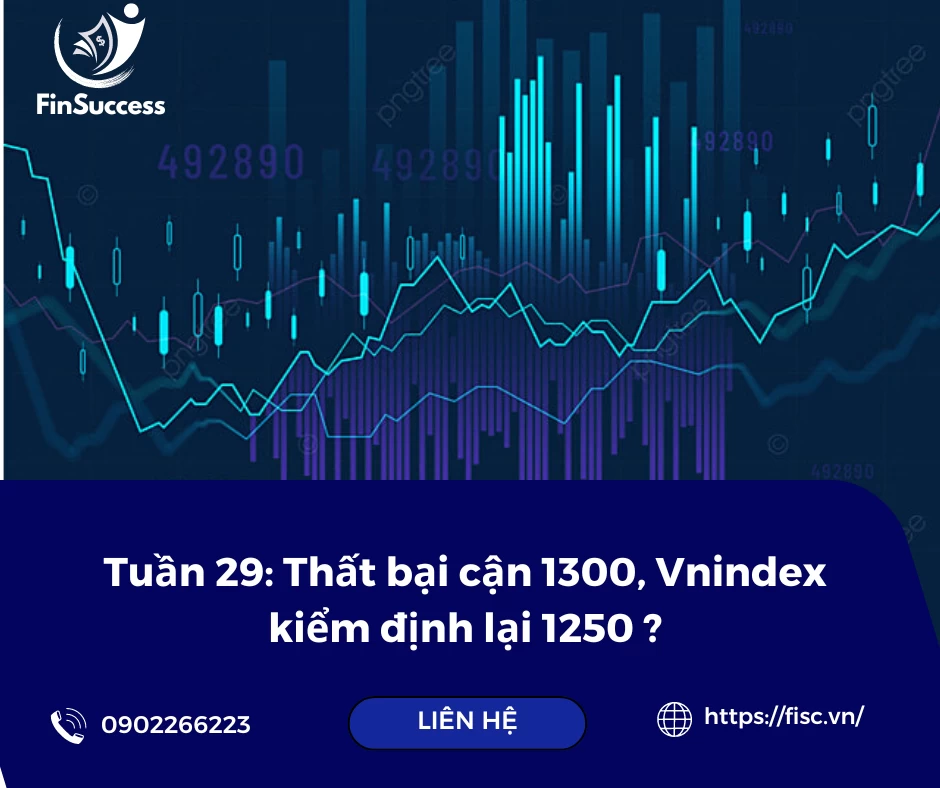 Tuần 29: Thất bại cận 1300, Vnindex kiểm định lại 1250 ?
